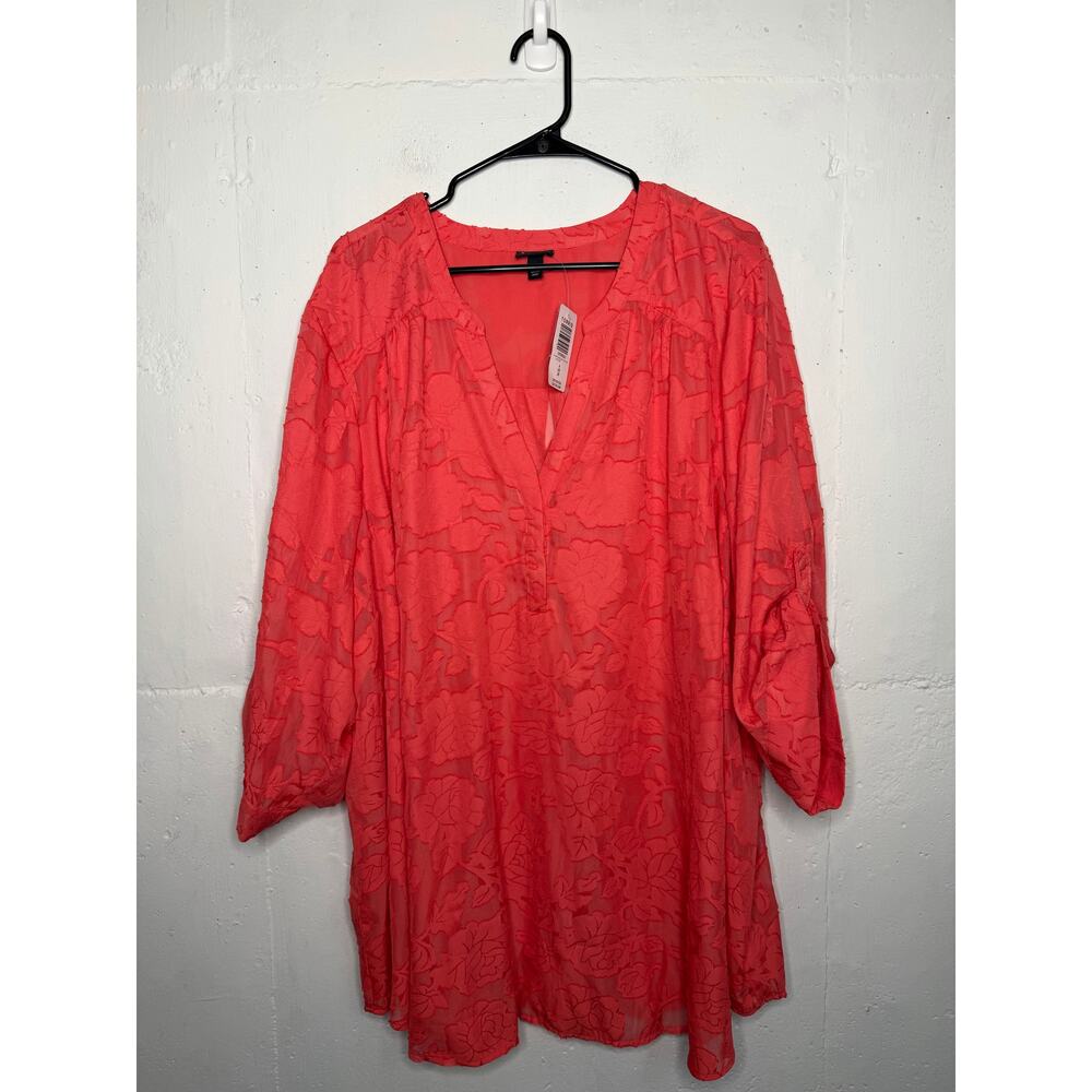 NEW Torrid Harper Blouse 6X Womens Coral Printed Top Size 30